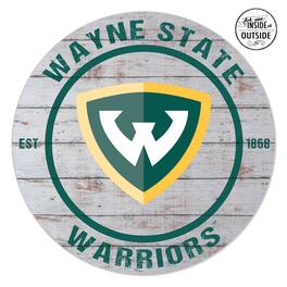 Jardine - Wayne State Warriors 20'' x 20'' Indoor/Outdoor Weathered Circle Sign - White