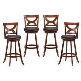 Gymax - 4pcs 30.5'' Bar Stools 360° Swivel Bar Height w/ PVC Leather Cushioned Seat - Espresso, Black