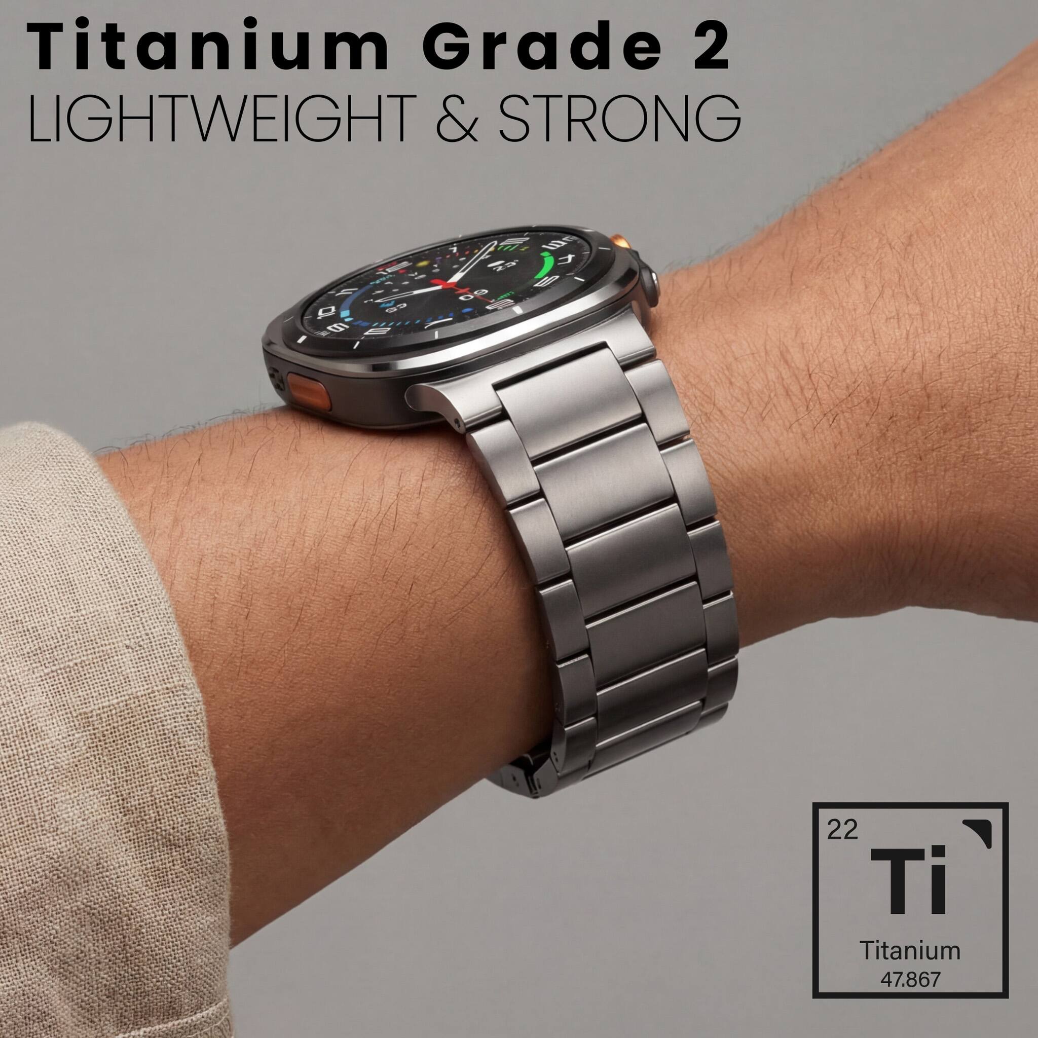 Titanium Grade 2  
LIGHTWEIGHT & STRONG  

22 Ti  
Titanium 47.867