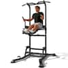 Front. FED Fitness - Heavy Duty Power Tower with Assisted Leg Raise, Multi-Function Pull Up Bar & Dip Station for Core and Ab Training - Black.