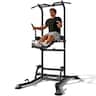 FED Fitness - Heavy Duty Power Tower with Assisted Leg Raise, Multi-Function Pull Up Bar & Dip Station for Core and Ab Training - Black