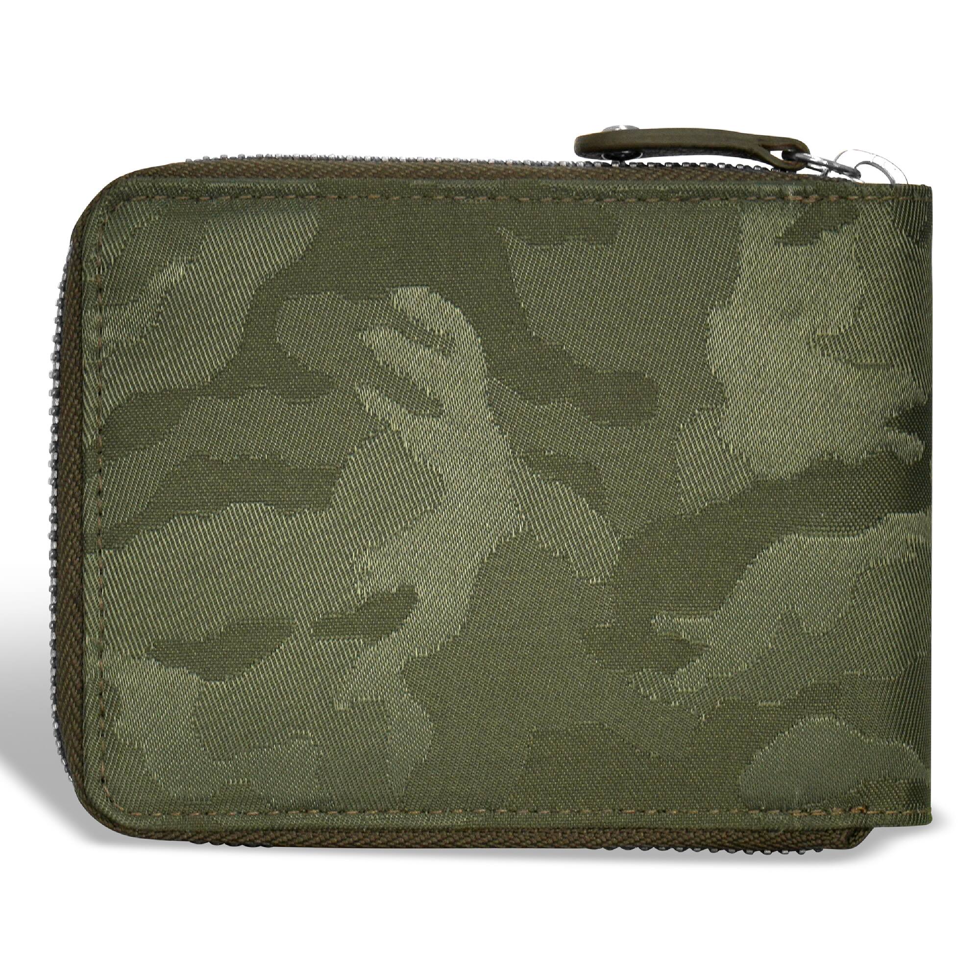 Back. Champs - Camo Collection Leather Zip Around Wallet - Green.