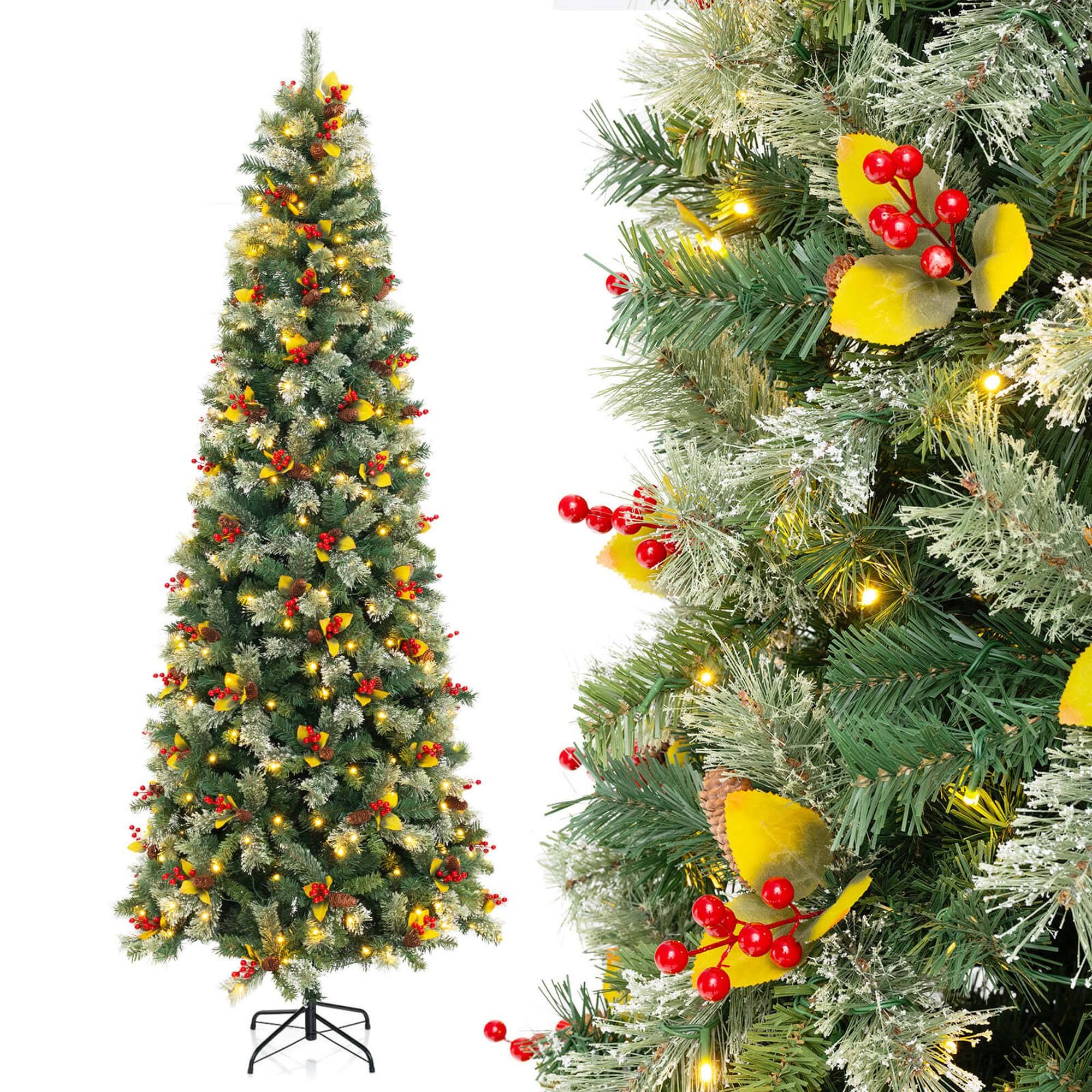 Front. Costway - Costway 9 FT Artificial Xmas Tree with 1416 Branch Tips 560 Warm White LED Lights - Green.
