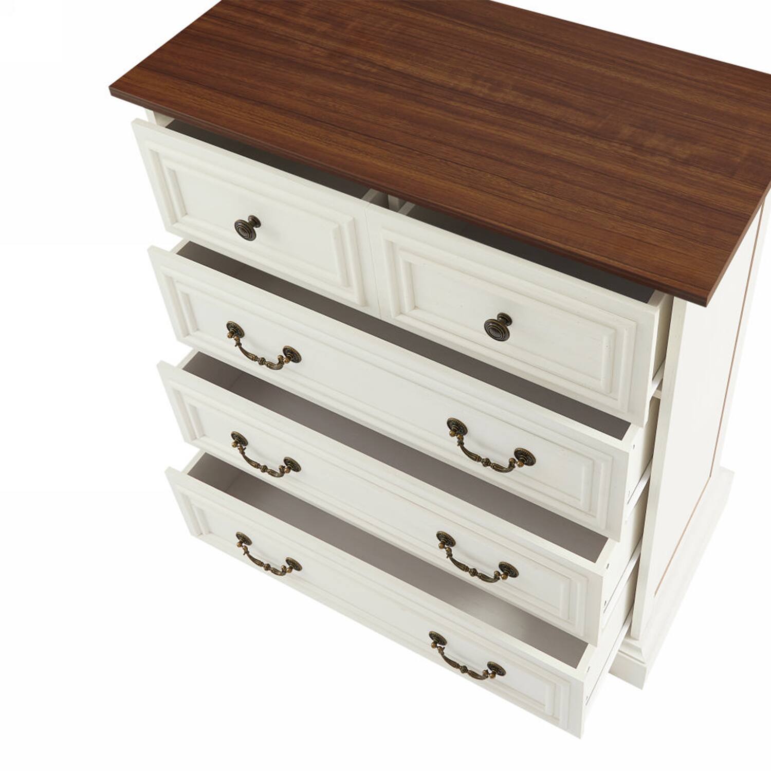 Back. Forest'nSky - Antique Brown and White Modern  5-Drawer Dresser for Bedroom - White.