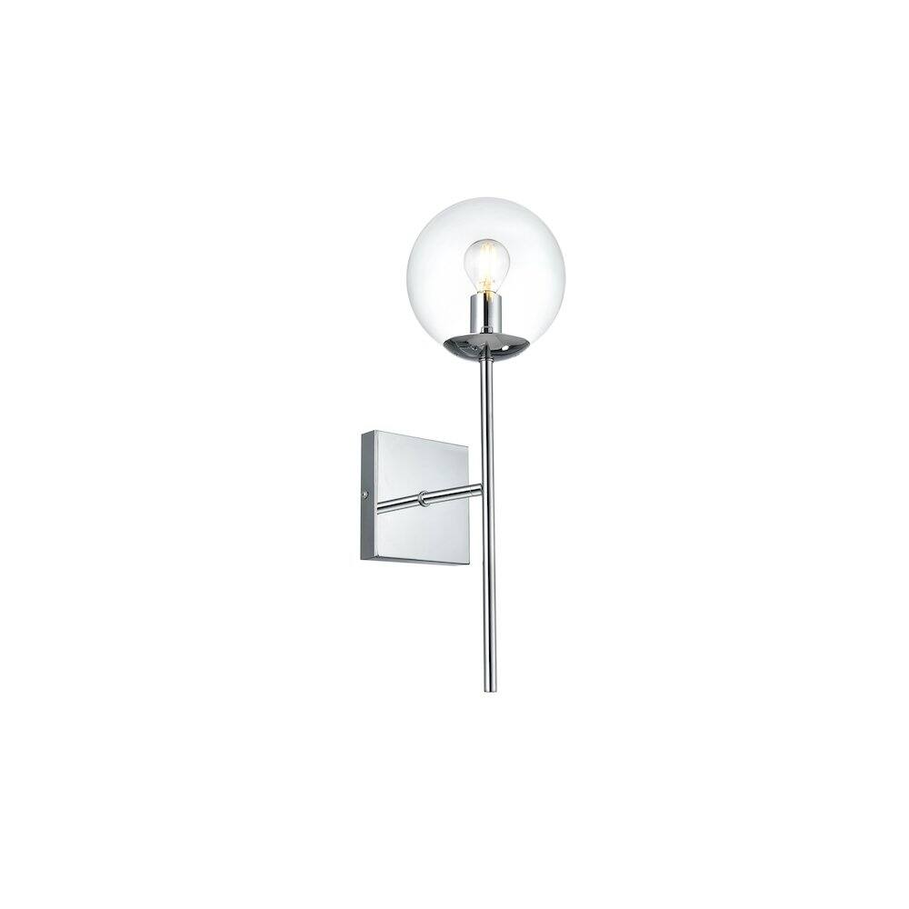 Angle. Living District - Neri 6 Inch Wall Sconce Clear Shade in Chrome - Chrome And Clear.