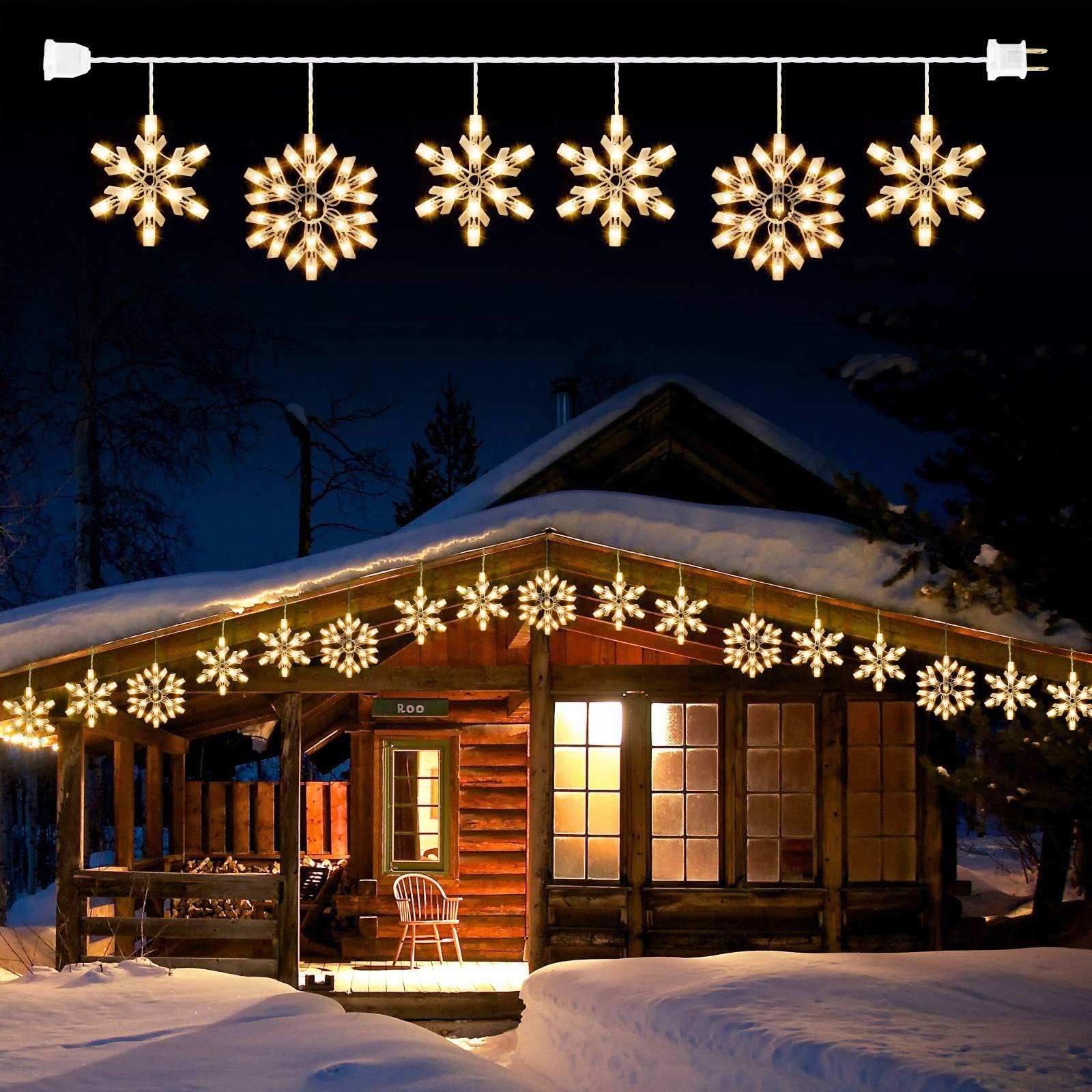 VEGA AUTOMOTIVE Snowflake Christmas String Lights With 9 Drops 150 Mini ...