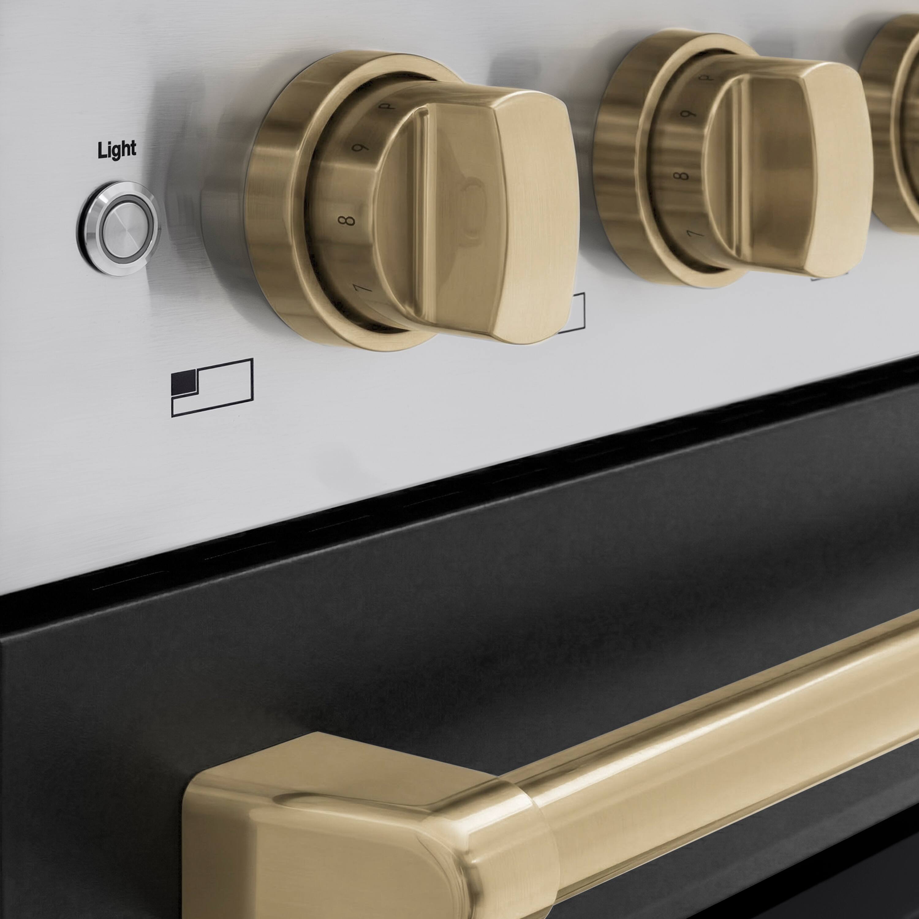 Alt View 9. ZLINE - Autograph 48 in. 6.7 cu. ft. Paramount Freestanding Induction Range with Black Matte Doors and Champagne Bronze Accents - Matte Black.