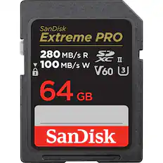 SanDisk Extreme PRO 280 MB/s R 100 MB/s W V60 64 GB