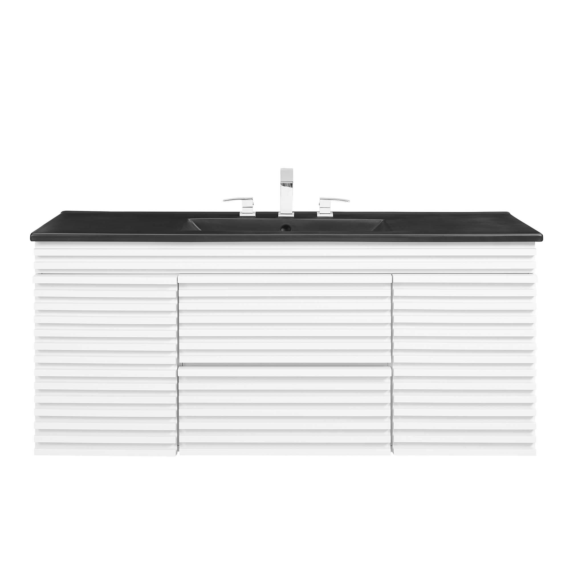 Alt View 2. Modway - Render 48" Wall-Mount Bathroom Vanity Basin Included by Modway - White Black.