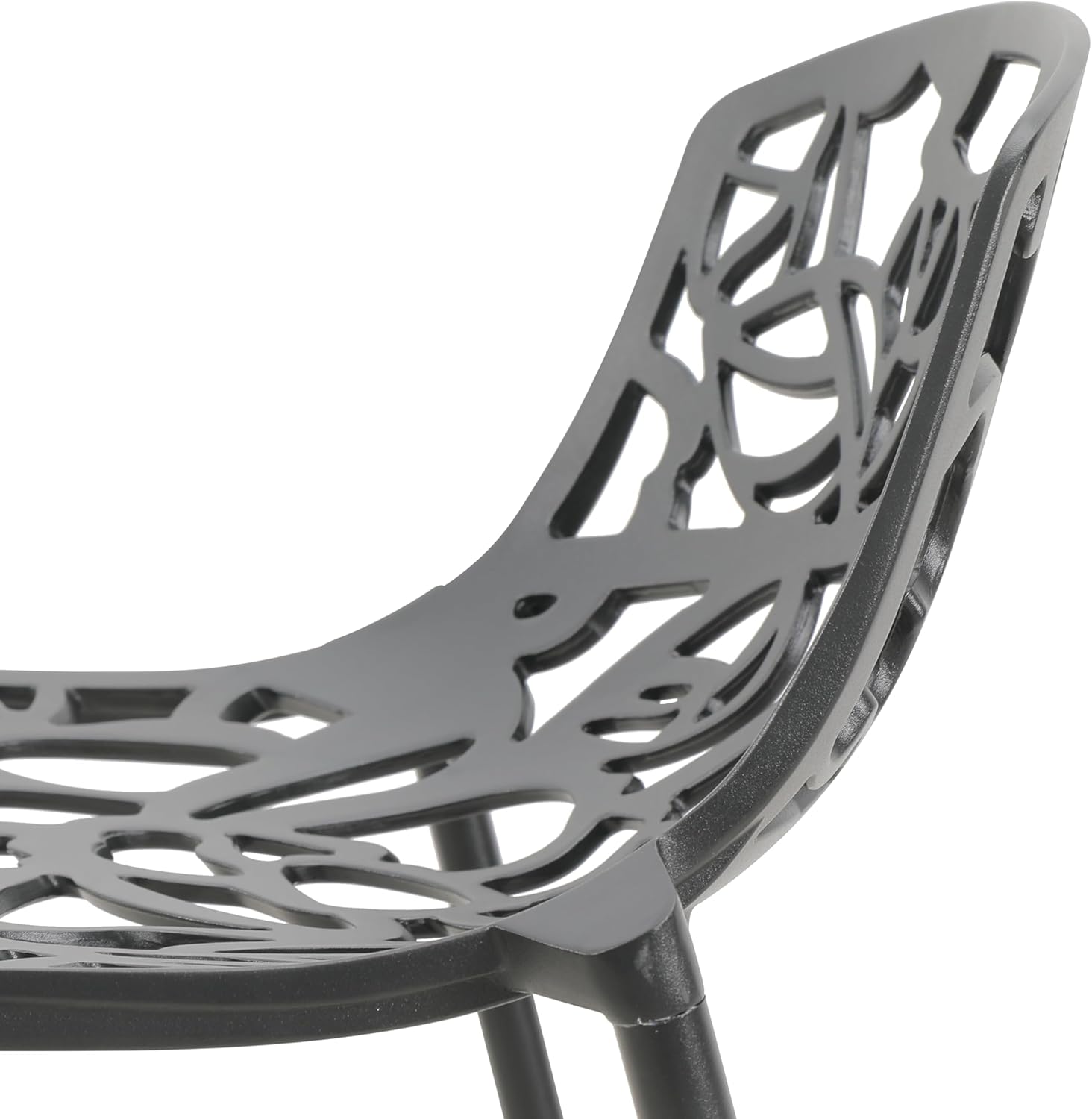 Alt View 4. LeisureMod - Devon (Set of 2) Modern Aluminum Bar Stool - Rust Resistant Indoor/Outdoor Dining Stool with Footrest - Black.