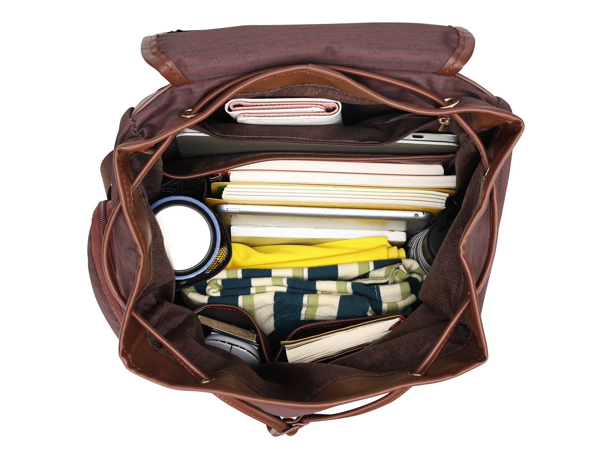 Alt View 1. Elle - ELLE Eleganza 25L Monogram Backpack - Brown - Brown.