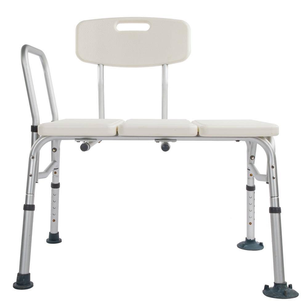 Alt View 1. Winado - Shower Chair Bath Tub Shower Transfer Bench Stool with Backrest Seat, Adjustable Heights, Non-Slip Handle, Drain Holes - White.