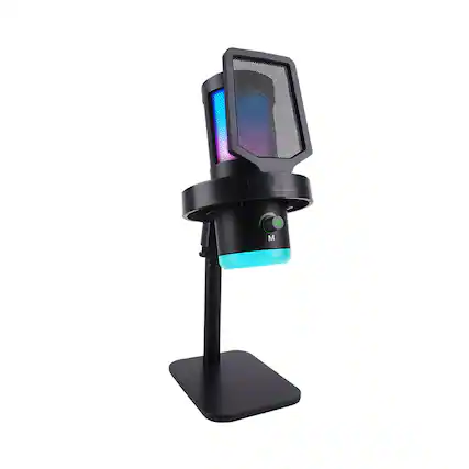 Front. Cluzine - USB Gaming Microphone with RGB Light, Cardioid Pickup,Real-Time Monitoring for PC.