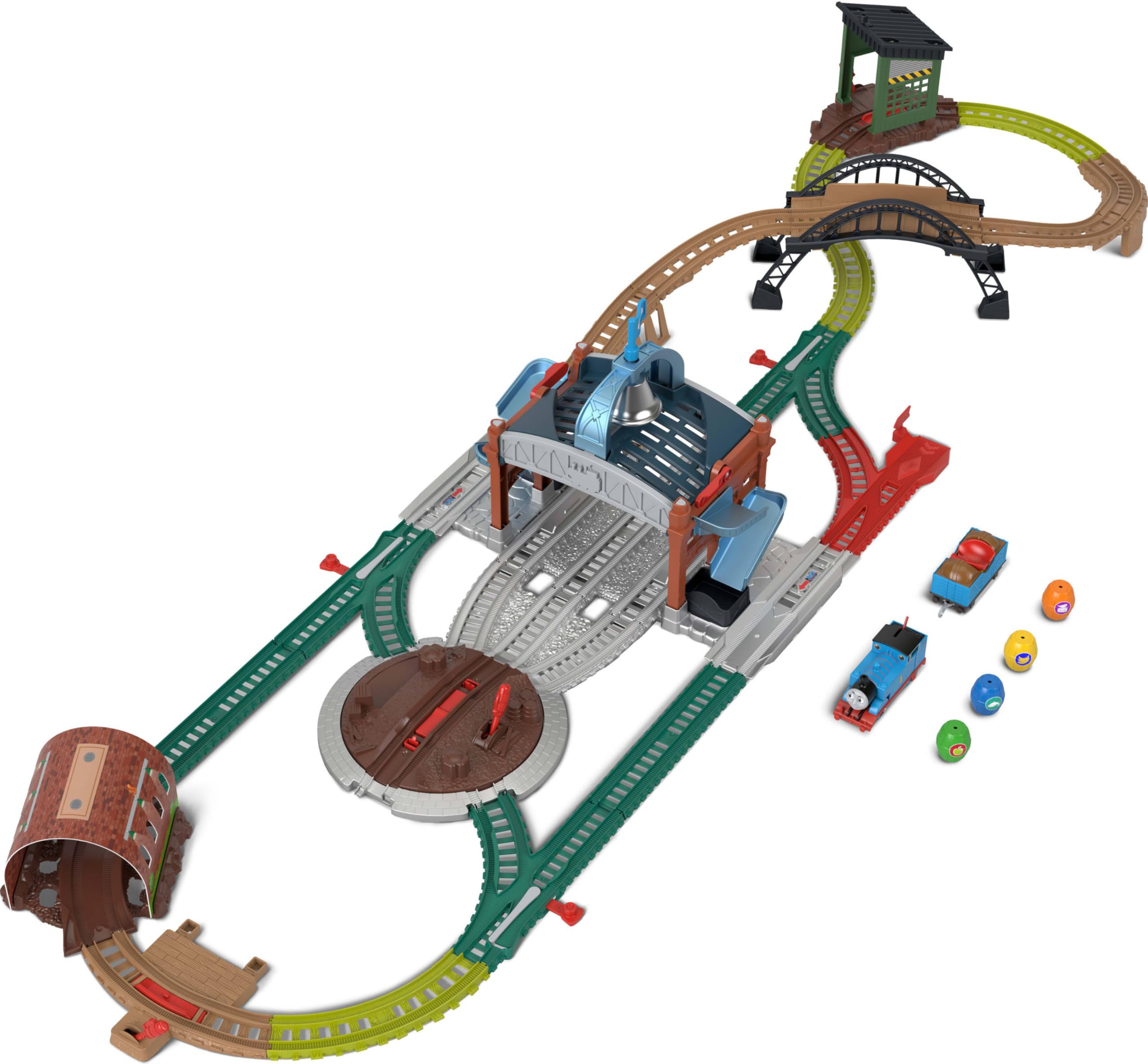Front. EZTW1 - Thomas & Friends Playset By Load Launch Delivery With Classic Motorized Engine Cargo Car Of Track - Default.