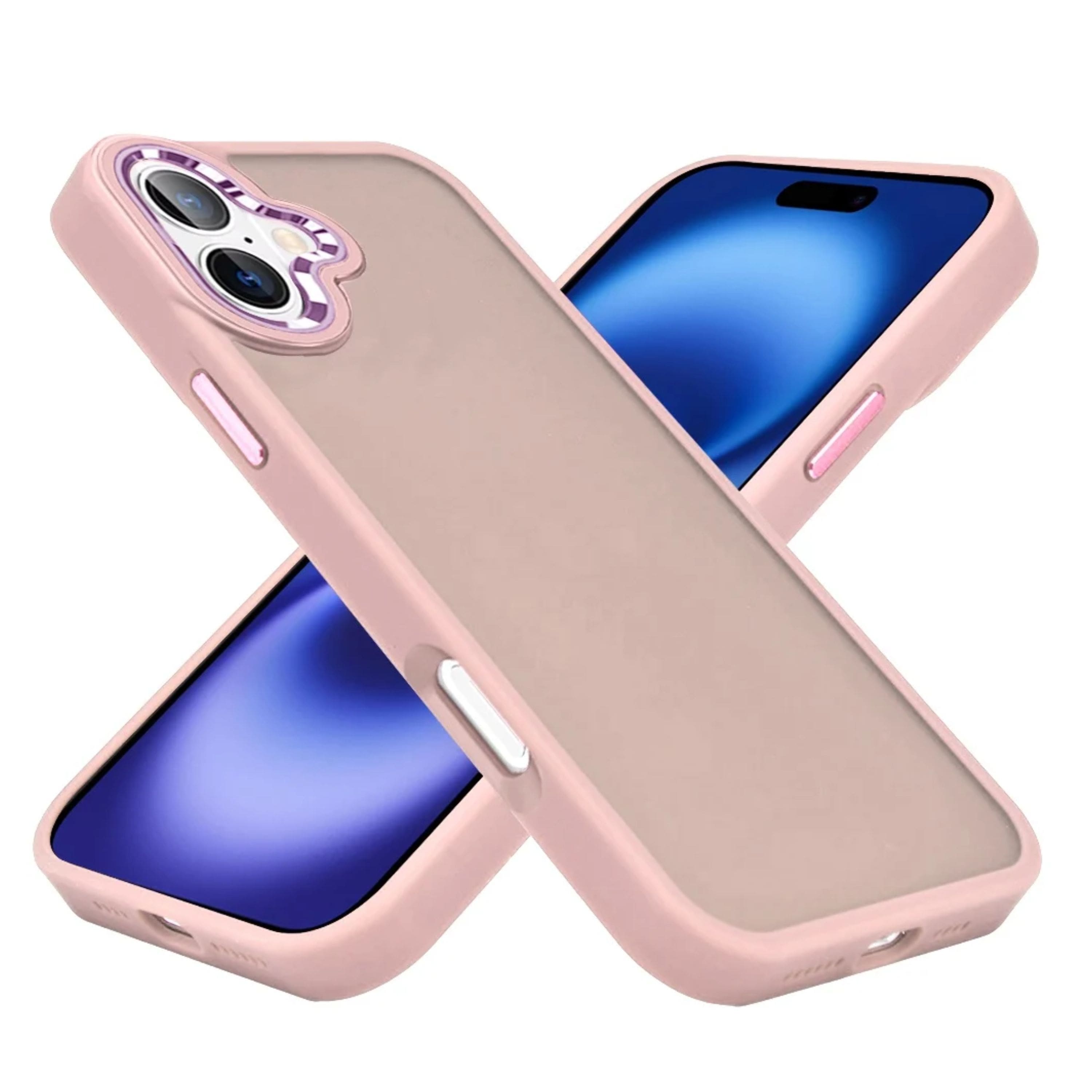 Kitcheniva - Smooth Thick Acrylic Phone Case Metal Buttons With Tempered Glass For iPhone 17 - Light Pink price history on PriceWatchPro