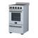 Angle. Forno Appliances - Pallerano 2.05 Cu. Ft. Freestanding Electric Range with Antique Brass Accessories - White.