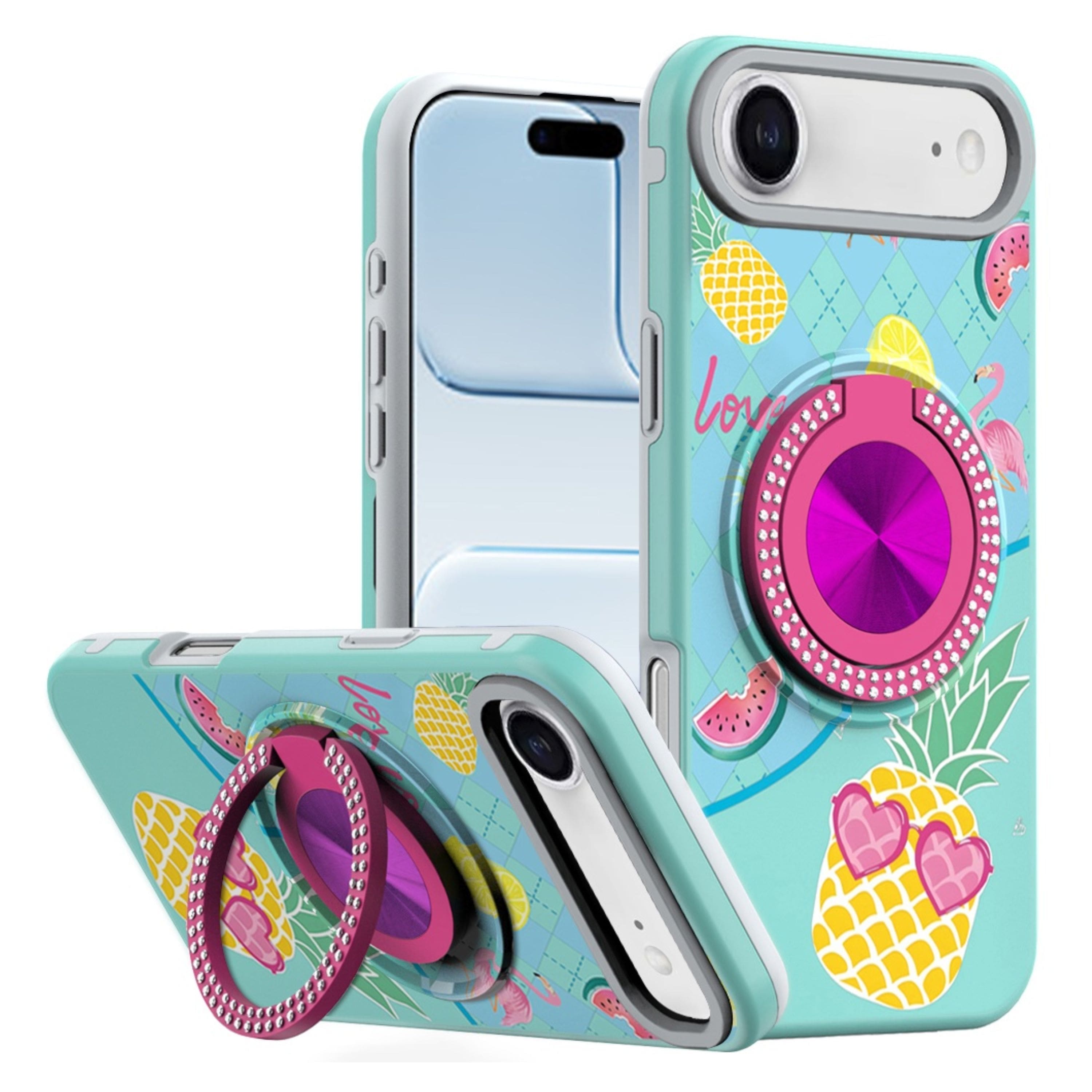 Kitcheniva - Printed Design Case With 360 Rotating Stand Tempered Glass For iPhone Air Pineapple - Multicolor price history on PriceWatchPro