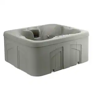 Lifesmart - LS100 4 Person Plug and Play Square Hot Tub Spa with Black Cover - Taupe