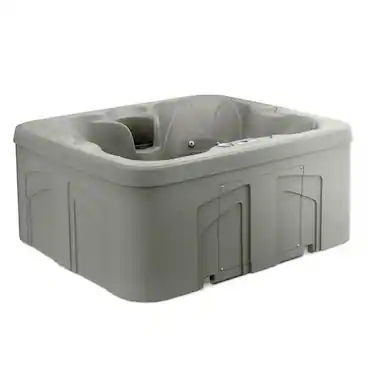 Front. Lifesmart - LifeSmart LS100 Taupe 4 Person Plug and Play Square Hot Tub Spa with Black Cover - Taupe.