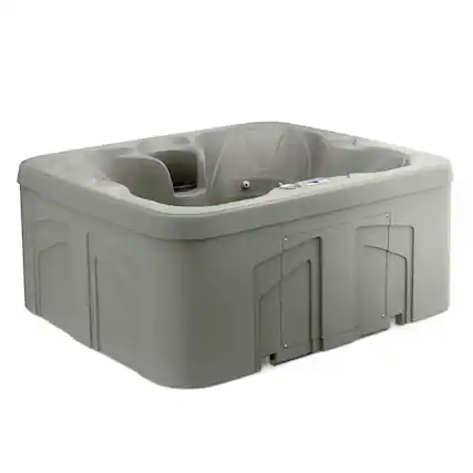 Front. Lifesmart - LifeSmart LS100 Taupe 4 Person Plug and Play Square Hot Tub Spa with Black Cover - Taupe.
