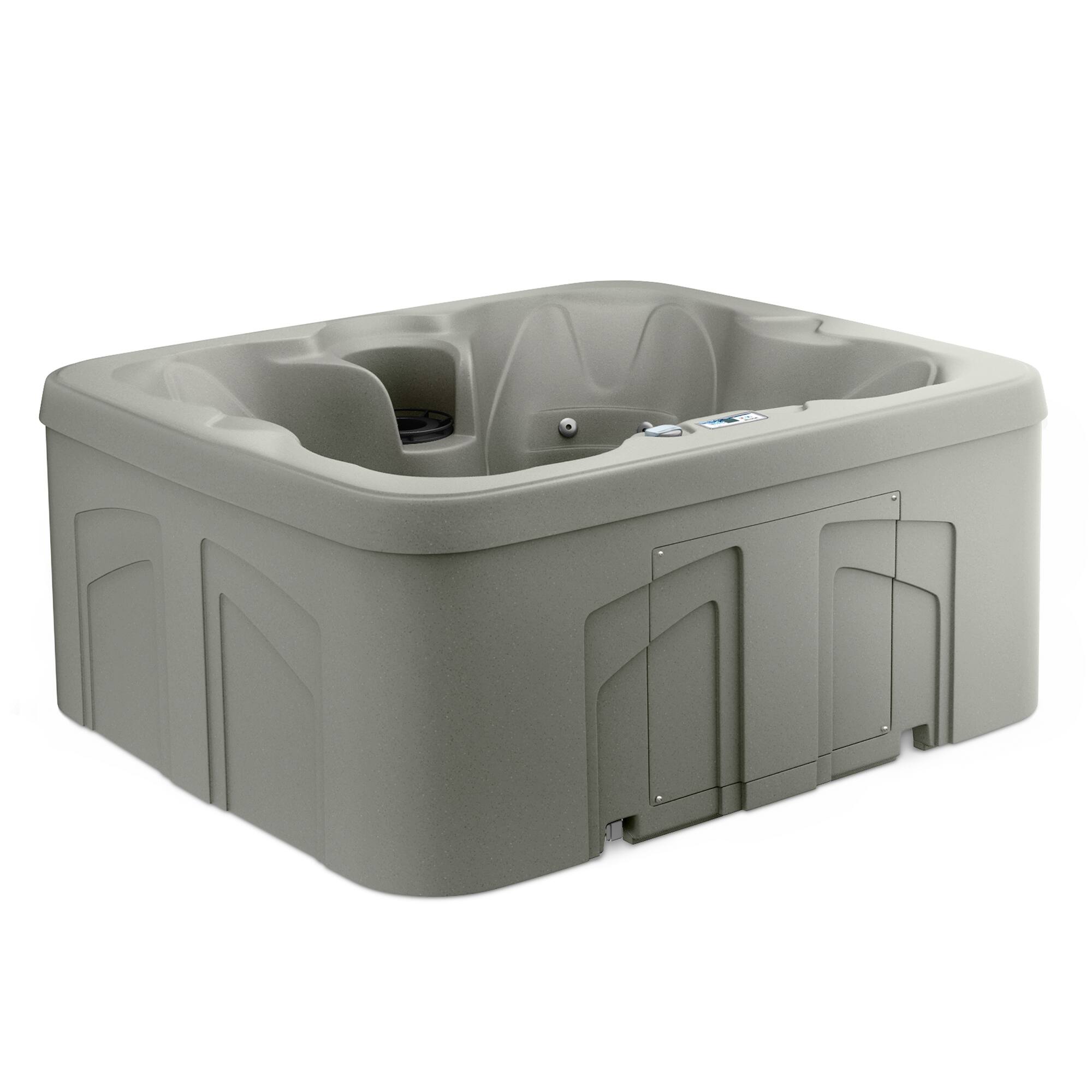 Lifesmart - LS100 4 Person Plug and Play Square Hot Tub Spa with Black Cover - Taupe