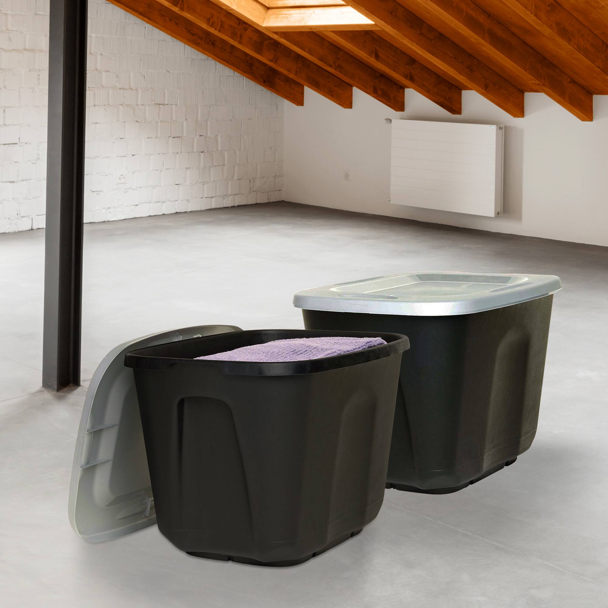 Alt View 8. Homz - Homz 6610BKTS.10 10 Gallon Molded Plastic Storage Bin with Secure Lid (2 Pack) - Black.