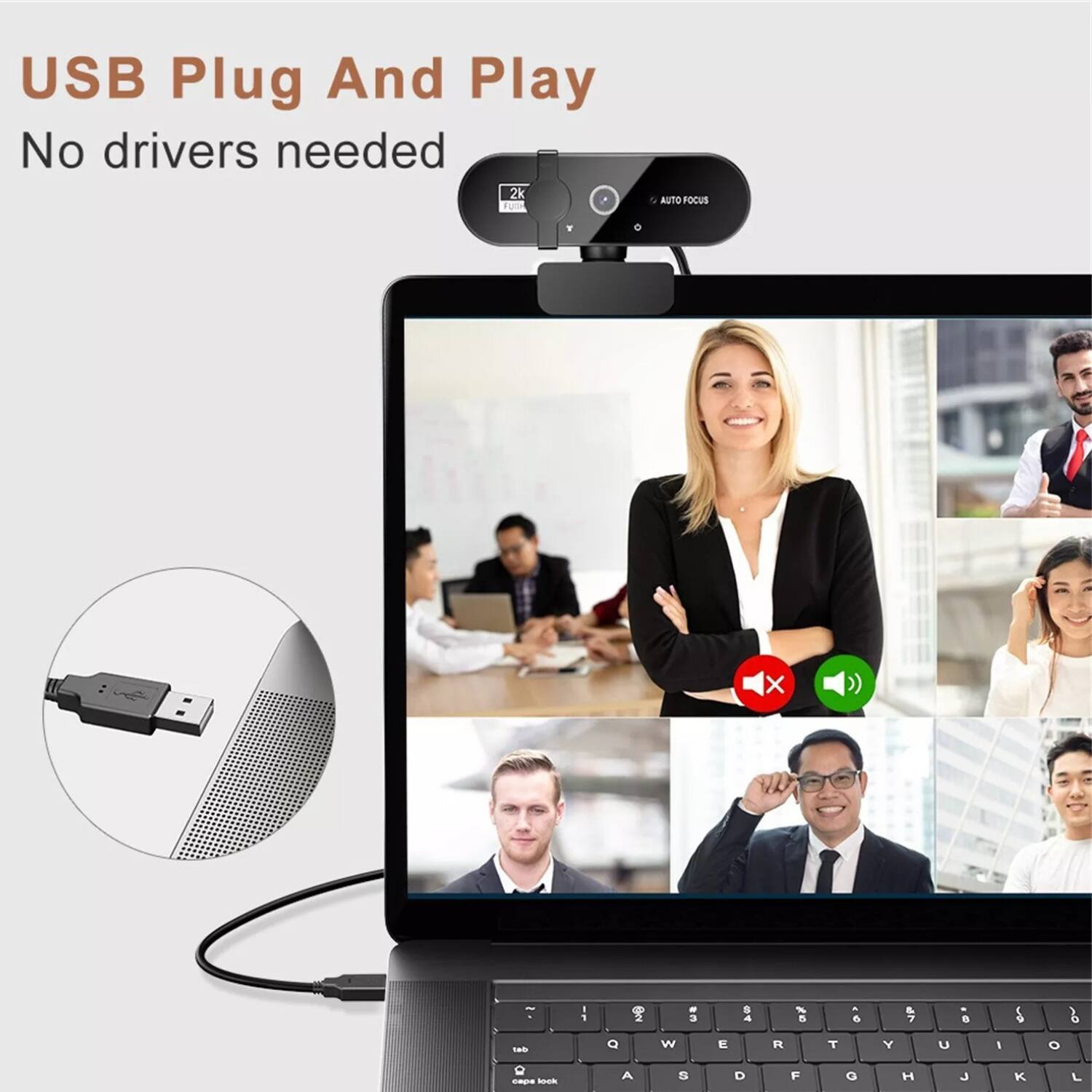 USB Plug And Play  
No drivers needed  

2K FUN  
AUTO FOCUS  

X Y - 1 - 1 Q  2 W - 3 E  4 R , n T - e Y & 7 U . - S o   - A 5 D F G H J K L