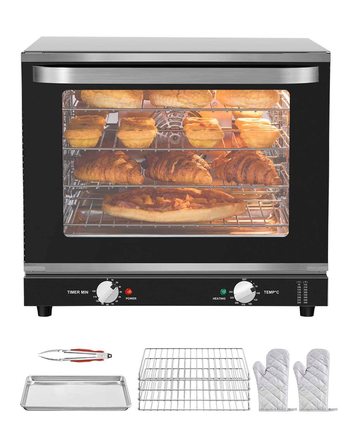 Loheer - 66L Commercial Countertop Oven 2800W Electric Baking Oven 4-Tier Restaurant Toaster Oven - Stainless Steel