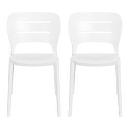 WestinTrends - Playa Outdoor Modern Stackable Plastic Patio Dining Side Chairs (Set of 2) - White