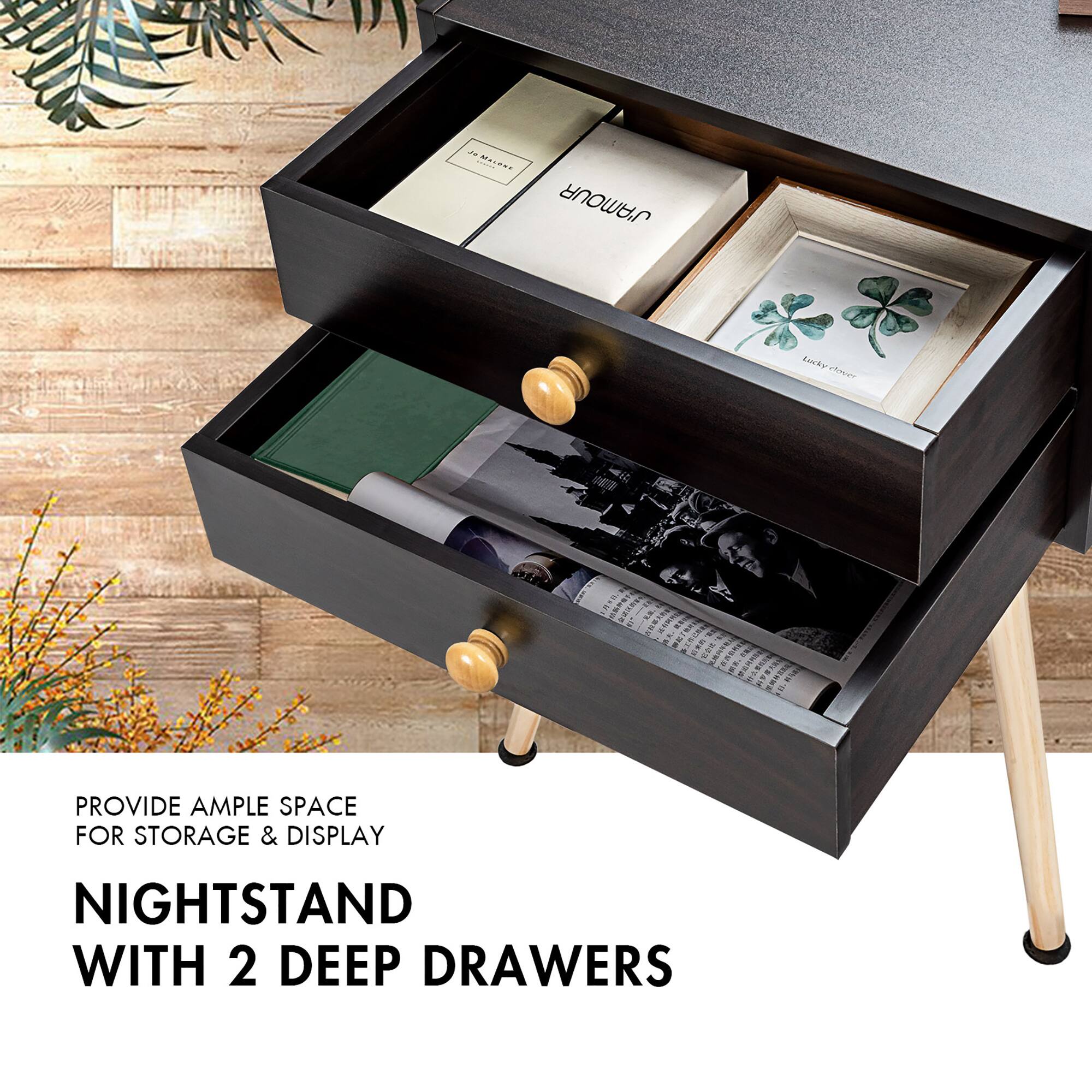 PROVIDE AMPLE SPACE FOR STORAGE & DISPLAY NIGHTSTAND WITH 2 DEEP DRAWERS N M ... J'AMOUR Locty dmer