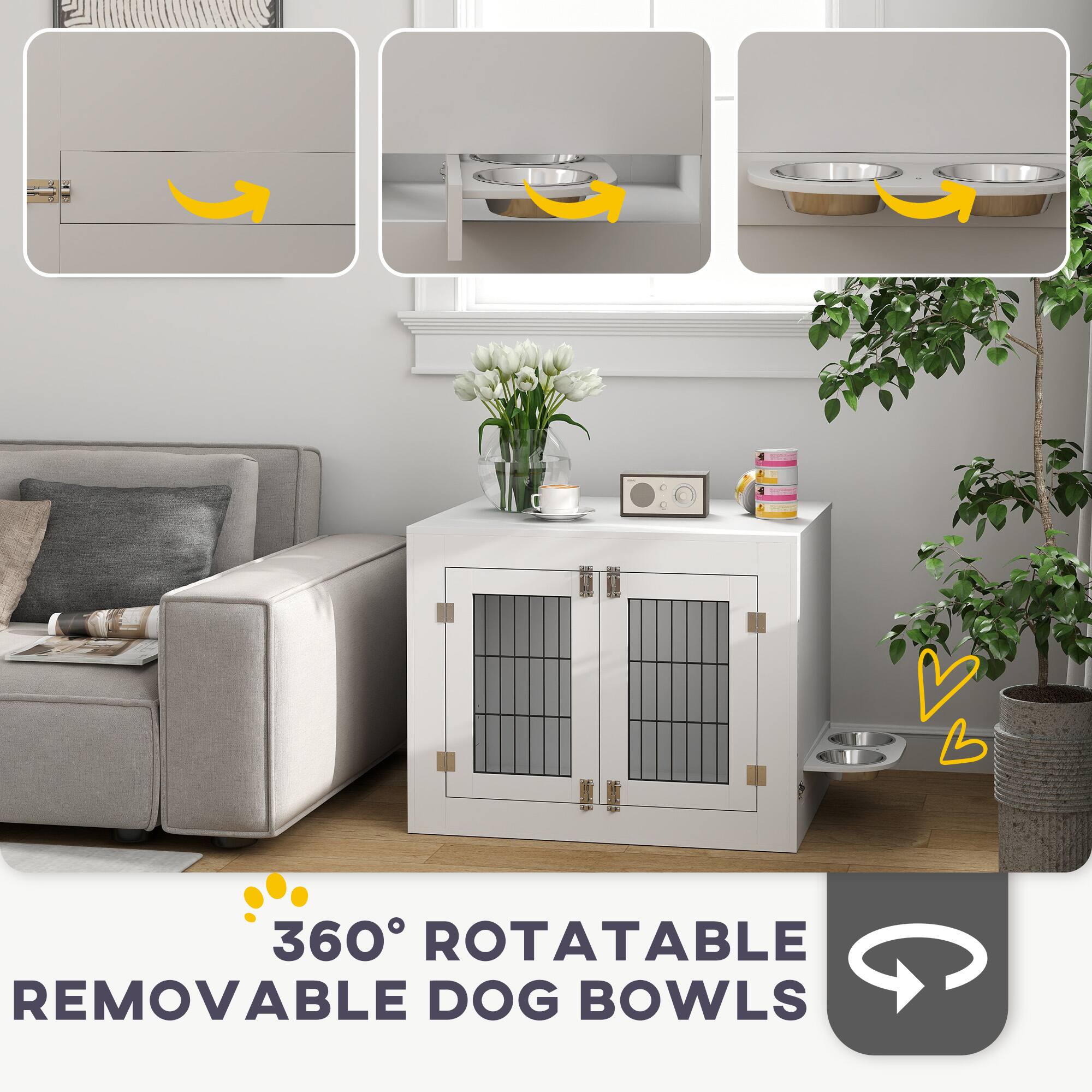 360° ROTATABLE REMOVABLE DOG BOWLS