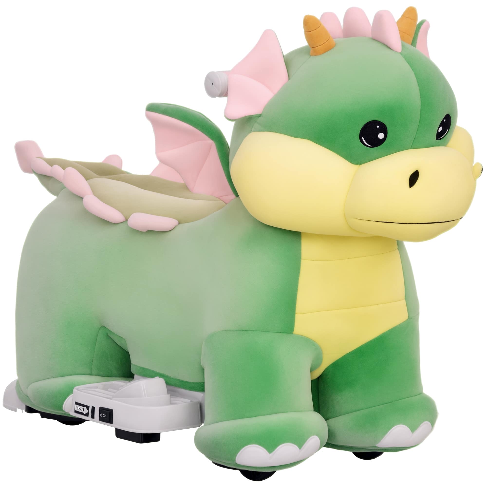 Front. Qaba - 6V Kids Ride on Horse, Battery Powered Toy, Triceratops Electric Animal with Music Fwd, PU Wheels, for 18-36 Months.