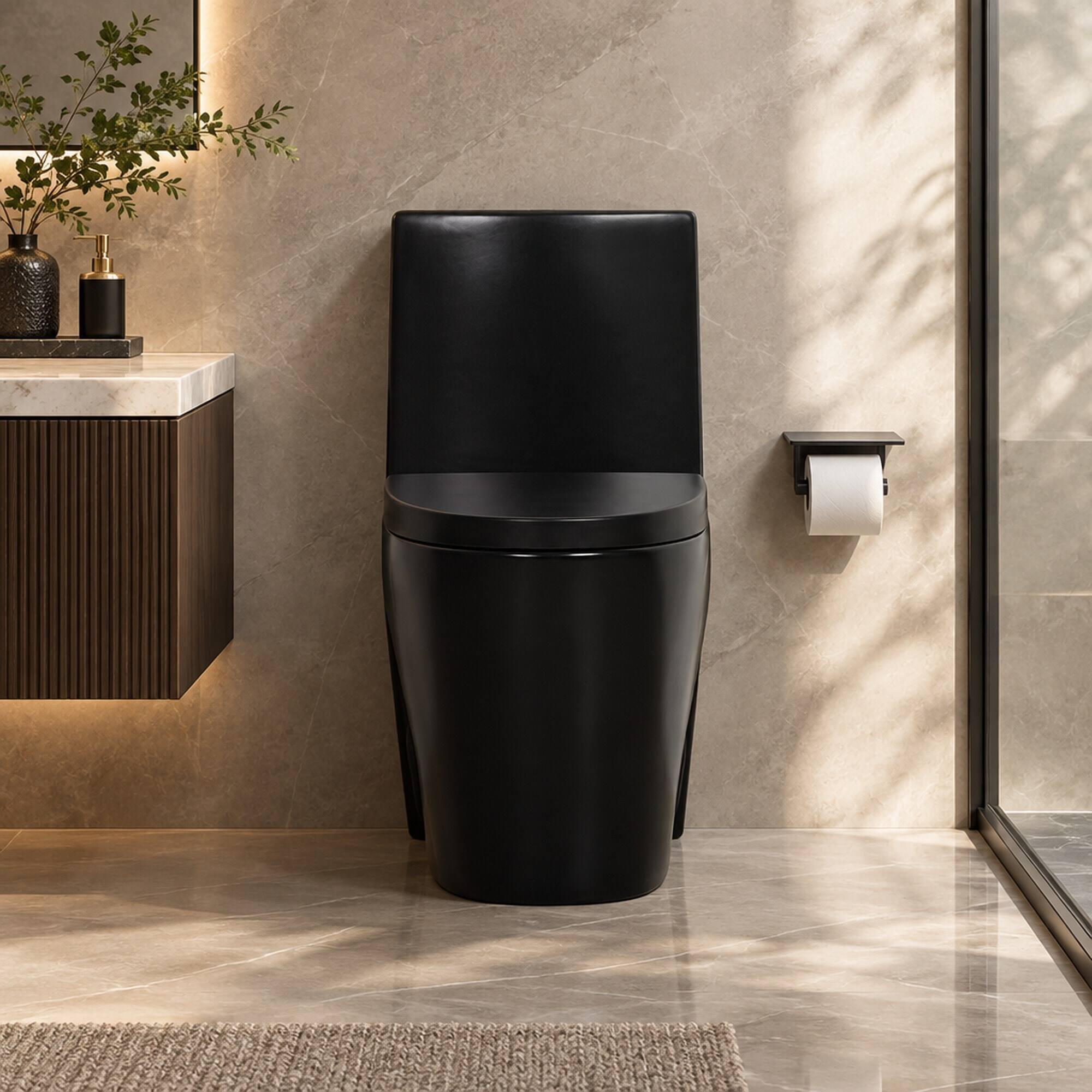 RYHNUYNE One Piece Toilet, Dual Flush Elongated Comfort Height Floor ...