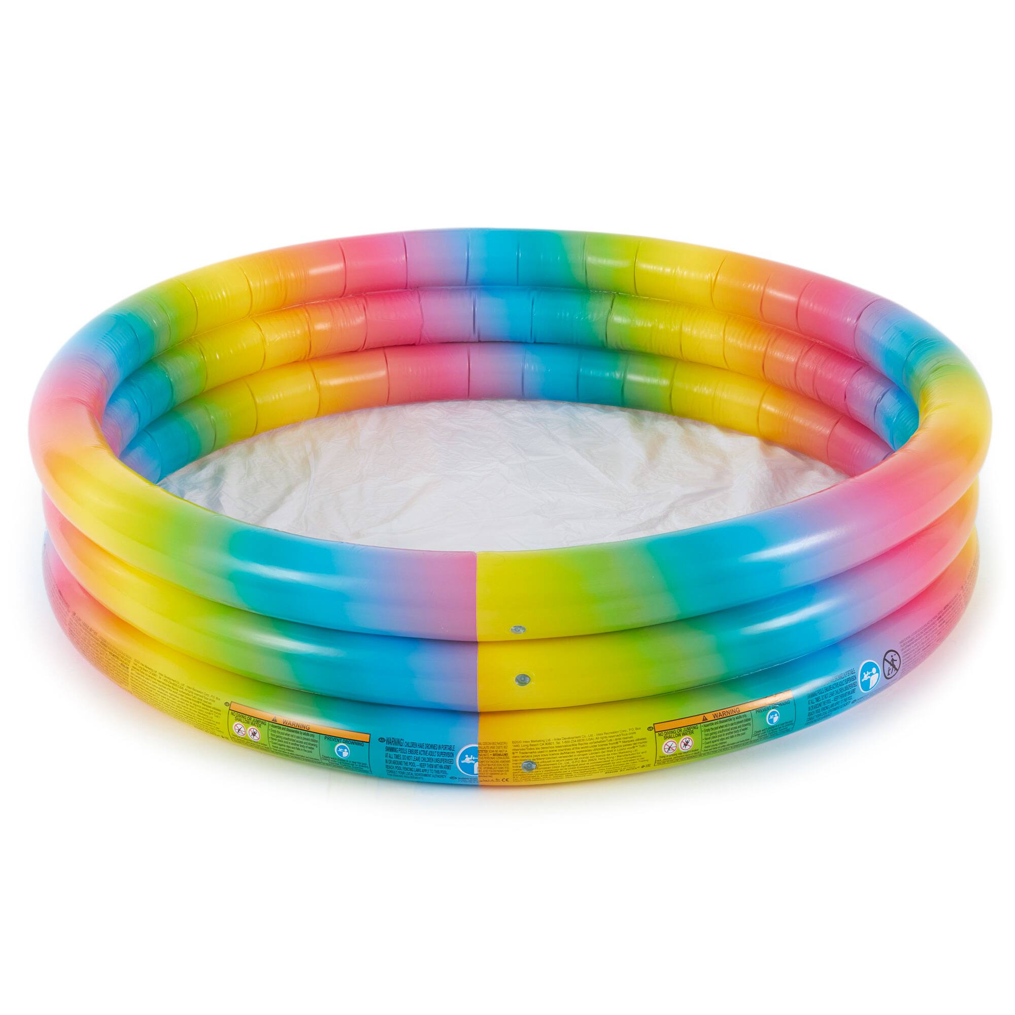 Alt View 3. Intex - Intex 58449EP Rainbow Ombre 3 Ring Round Inflatable Kids Outdoor Swimming Pool.