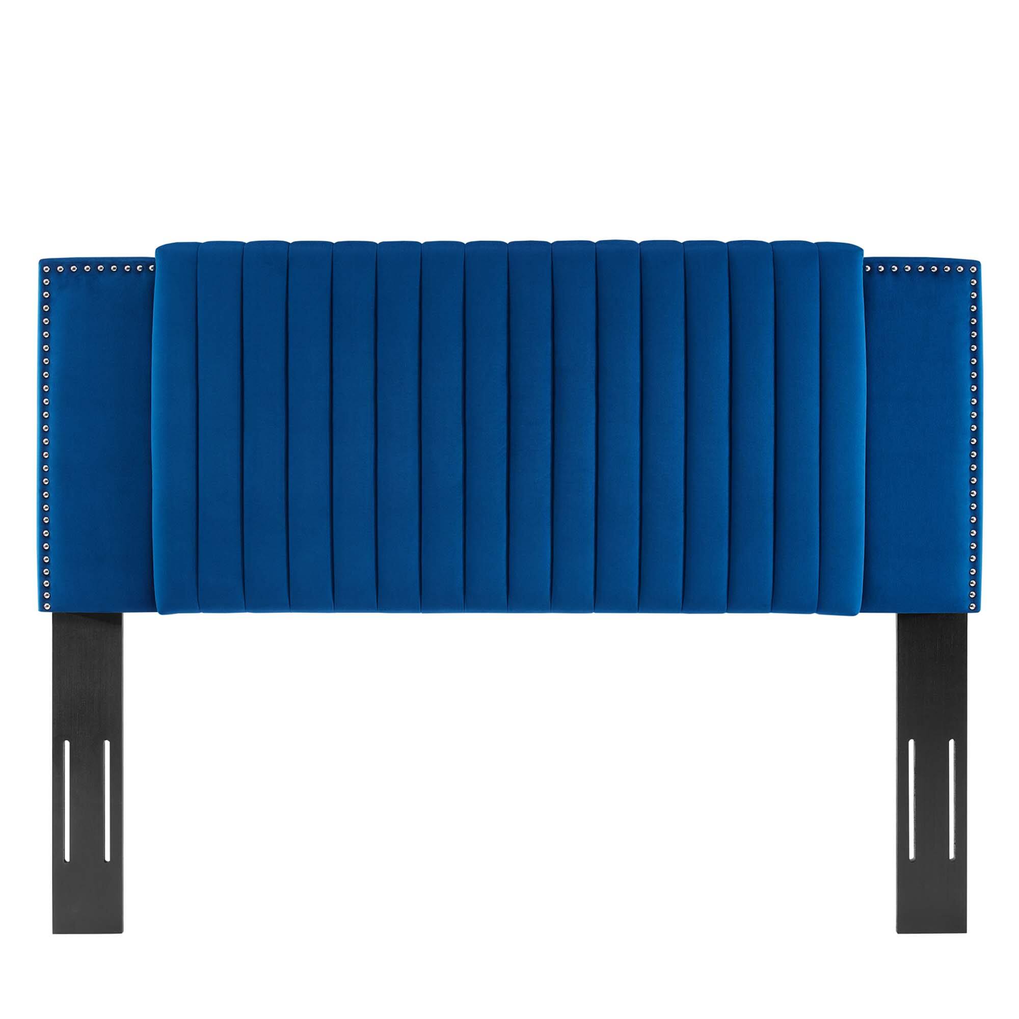 Left. Modway - Felicity Channel Tufted Performance Velvet King/California King Headboard by Modway - Navy.