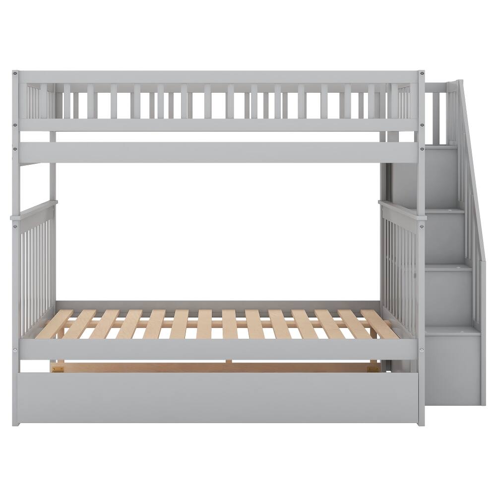Alt View 9. Loheer - Loheer Full Over Full Bunk Bed with Trundle and Stairs Gray - Gray.