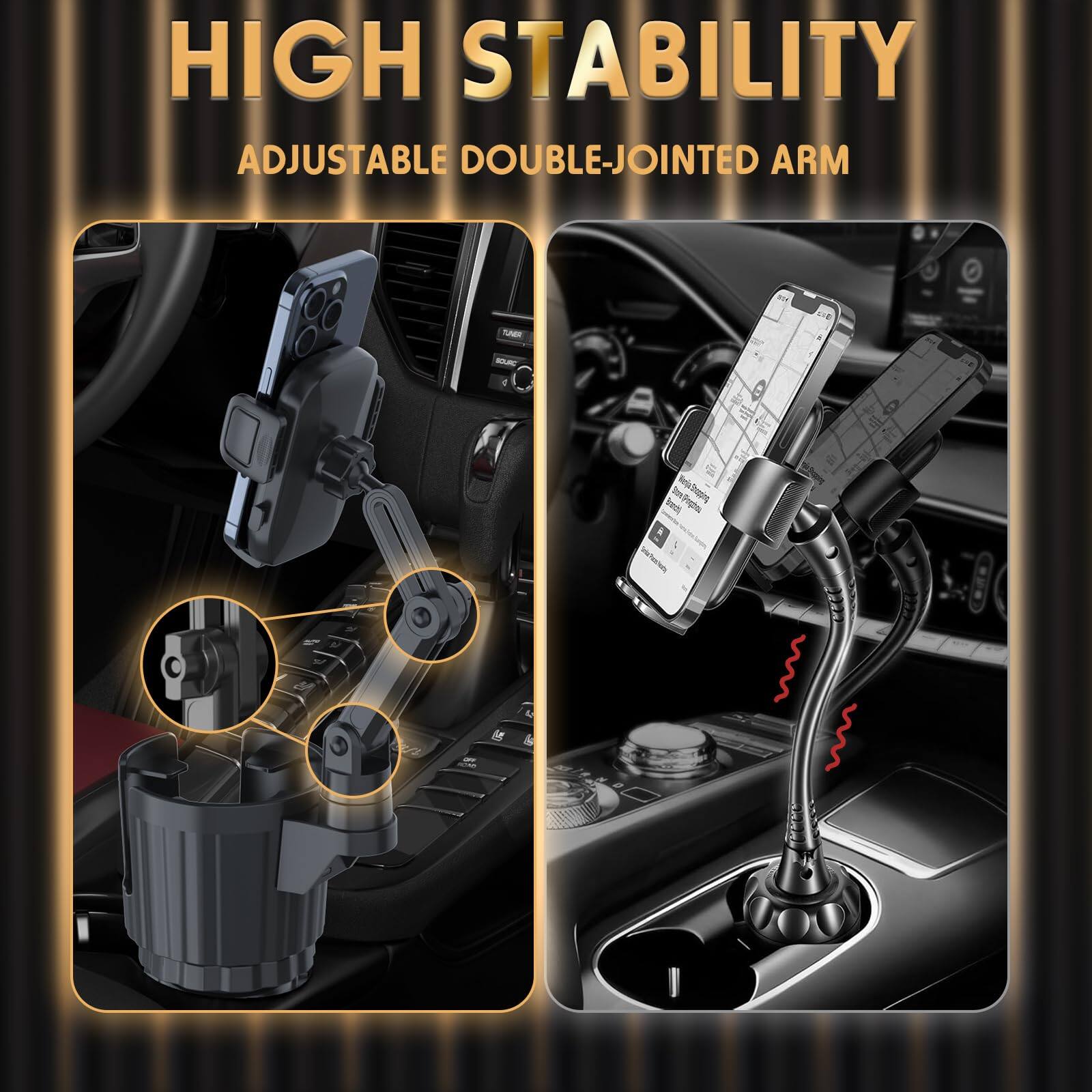 HIGH STABILITY  
ADJUSTABLE DOUBLE-JOINTED ARM