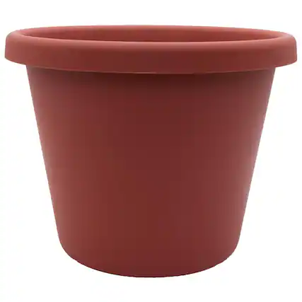 Front. The HC Companies - The HC Companies 17 Inch Round Classic Planter, Plastic Plant Pot, Clay.
