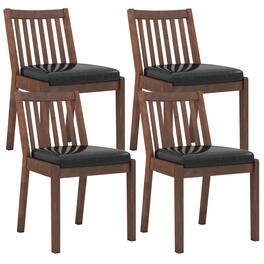 Costway - Dining Chair Set of 4 PU Leather Upholstered Kitchen Armless Chairs - Espresso+Black