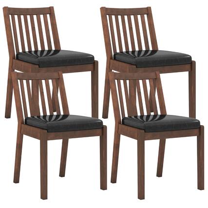 Front. Costway - Costway Dining Chair Set of 4 PU Leather Upholstered Kitchen Armless Chairs - Espresso+Black.