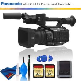 Panasonic - AG-UX180 4K Premium Professional Camcorder + Memory Card Kit + Cleaning Kit