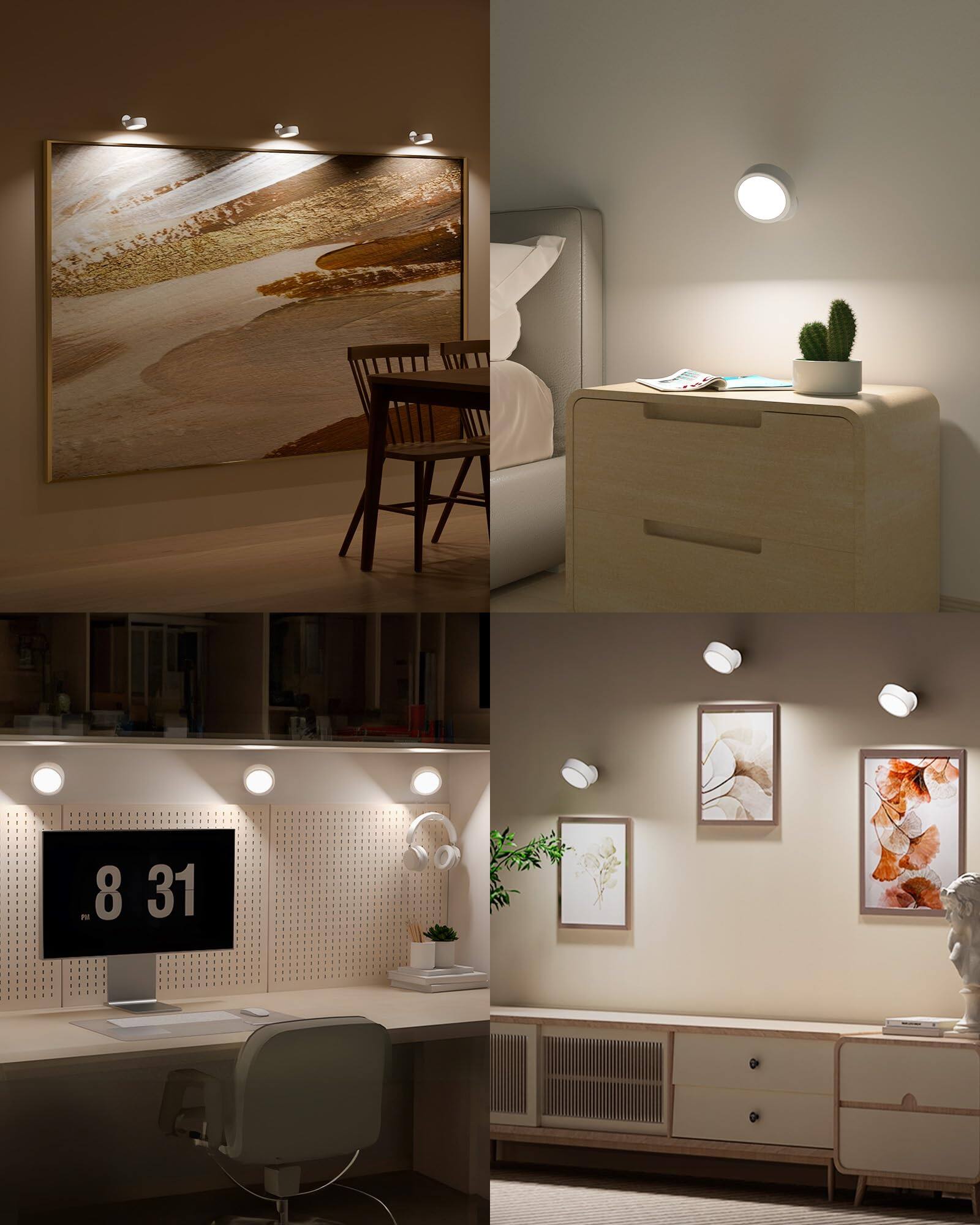 Alt View 2. EZVALO - 2 Pack Lights White LED Wall Sconce with Remote-3 Temps - White.