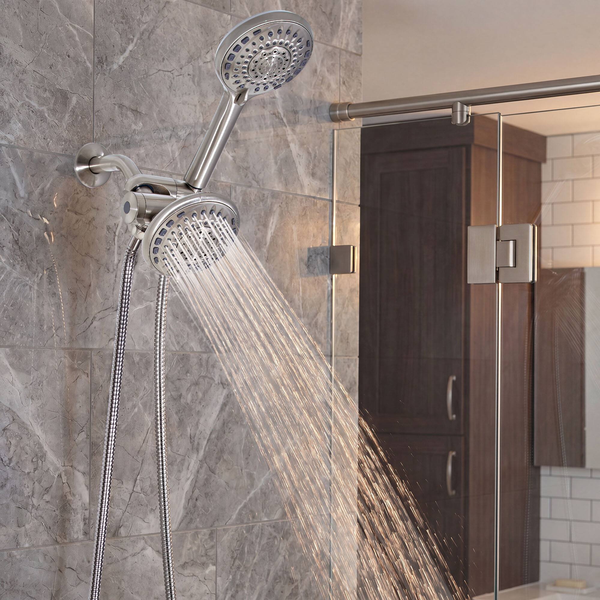 Alt View 8. Akicon - Akicon 2-in-1 Rain Shower Head with Handheld Spray Combo 6-Setting Anti-Clog Nozzles 2.5 gpm in Brushed Nickel - Brushed Nickel.