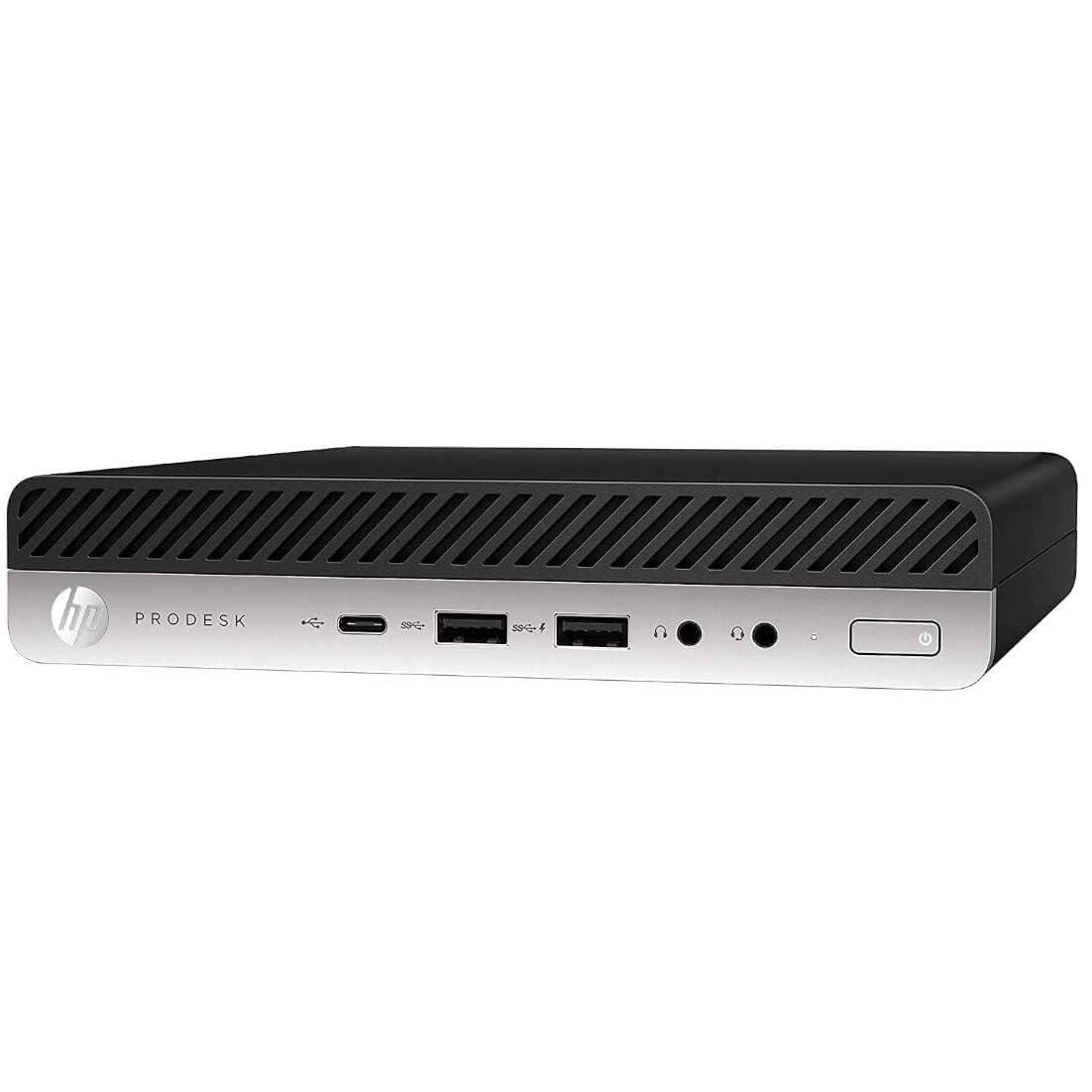 Angle. HP - HP ProDesk 600G4 Mini PC, Intel Core i5-8500T up to 3.5GHz, 32GB DDR4 RAM, 1TB NVMe SSD, Wi-Fi 6E Keyboard&Mouse, Win11P - Black.