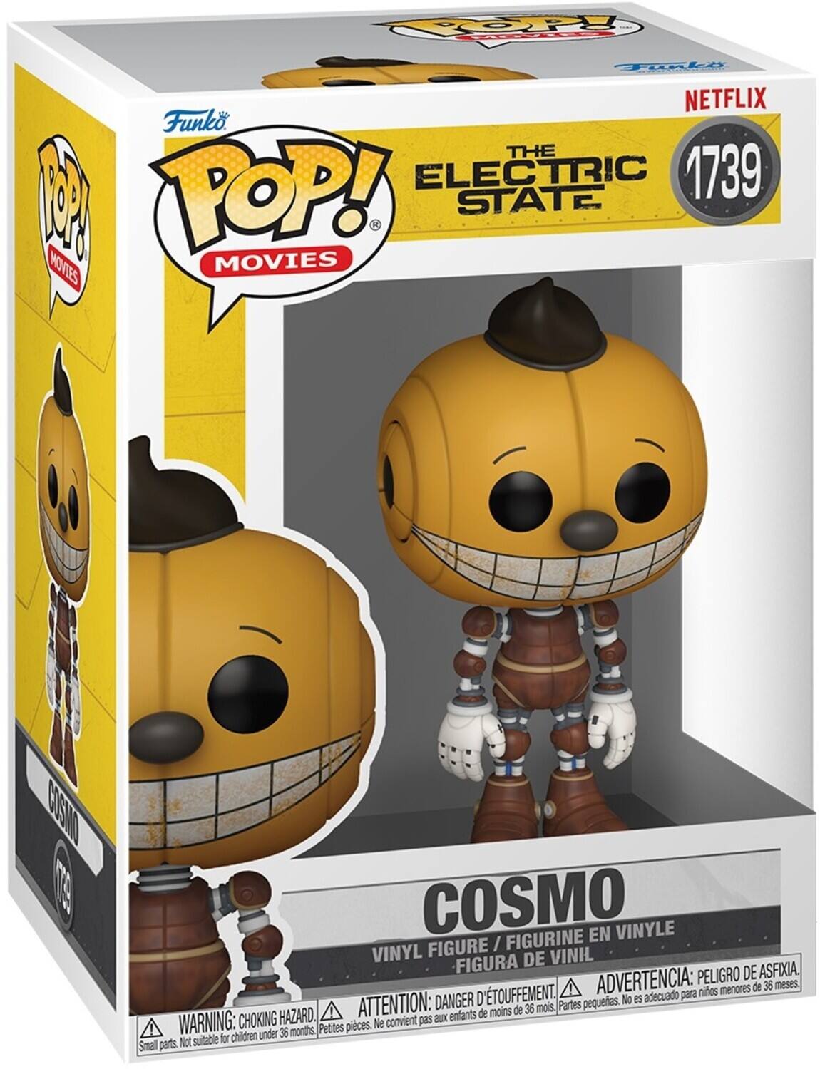 Funko, The Electric State, 1739, Pop! Movies, Cosmo, En Vinyle, Figure / Figurine En Vinyle, Figura De Vinil, Peligro De Asfixia, D'Etouffement, Advertencia: para ninos menores de 36 meses, Danger D pequeas, No es adecuado, Aux enfants de moins de 36 mois, Partes pequeas, Warning: Choking Hazard, Small parts, Not suitable for children under 36 months
