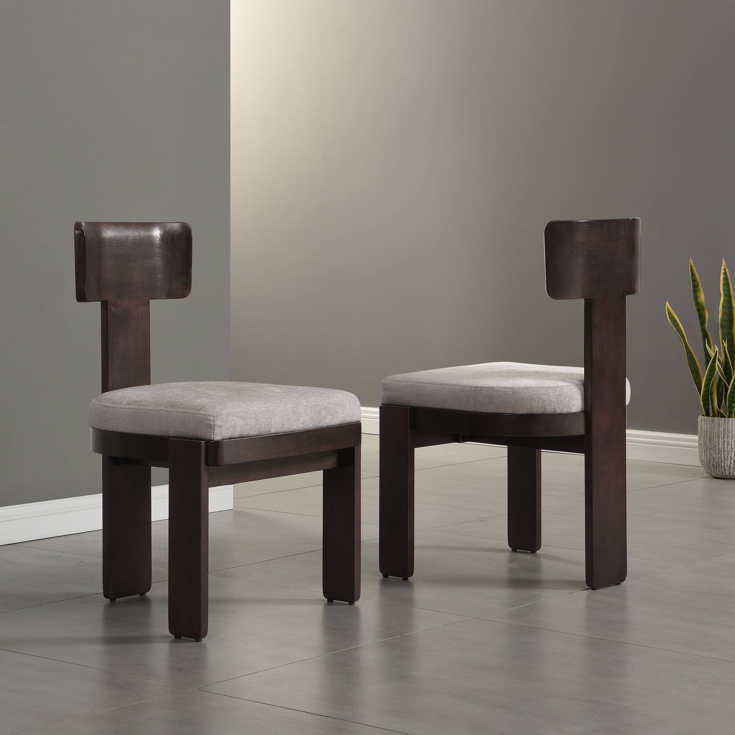 Front. TinyHomie - Upholstered Dining Chairs Set of 2 Fabric Side Chairs with Gray Seating Solid Rubber Wood Legs 330 LBS Weight Capacity - Gray.
