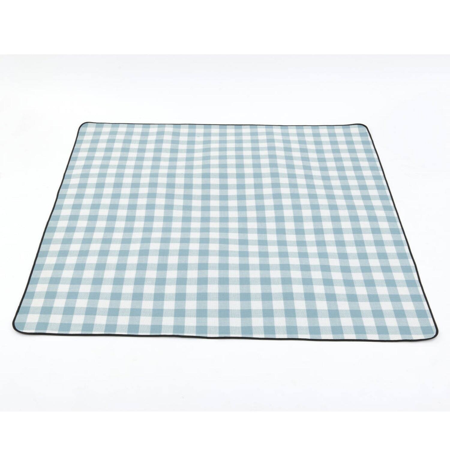 Back. Adivo - Waterproof Outdoor Picnic Blanket - Acrylic Fabric with Plaid Print, Multiple Sizes - Baby Blue.