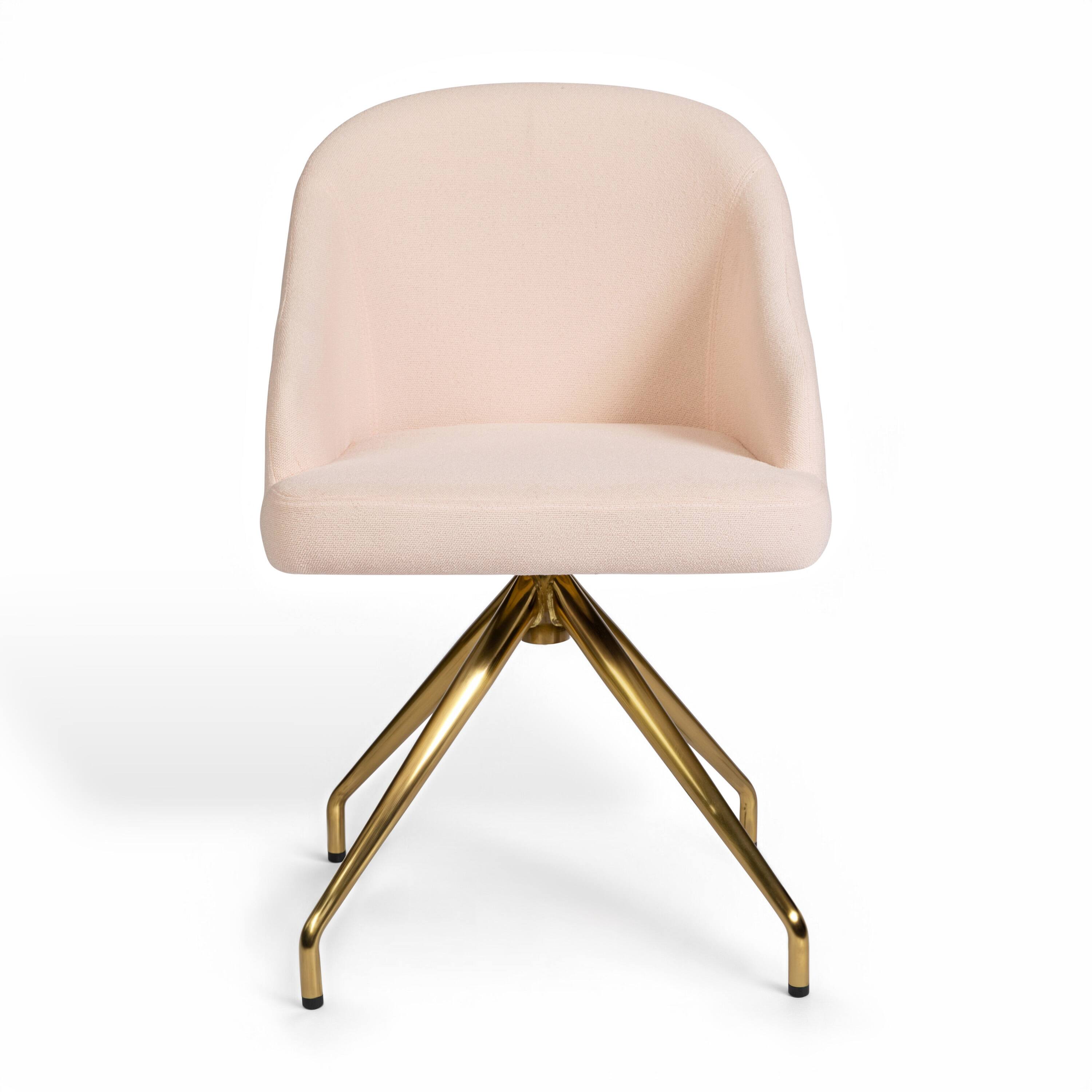 Alt View 10. Martha Stewart - Sora Upholstered Stationary Swivel Home Office Chair - Conch Shell Fabric/Polished Brass Frame.