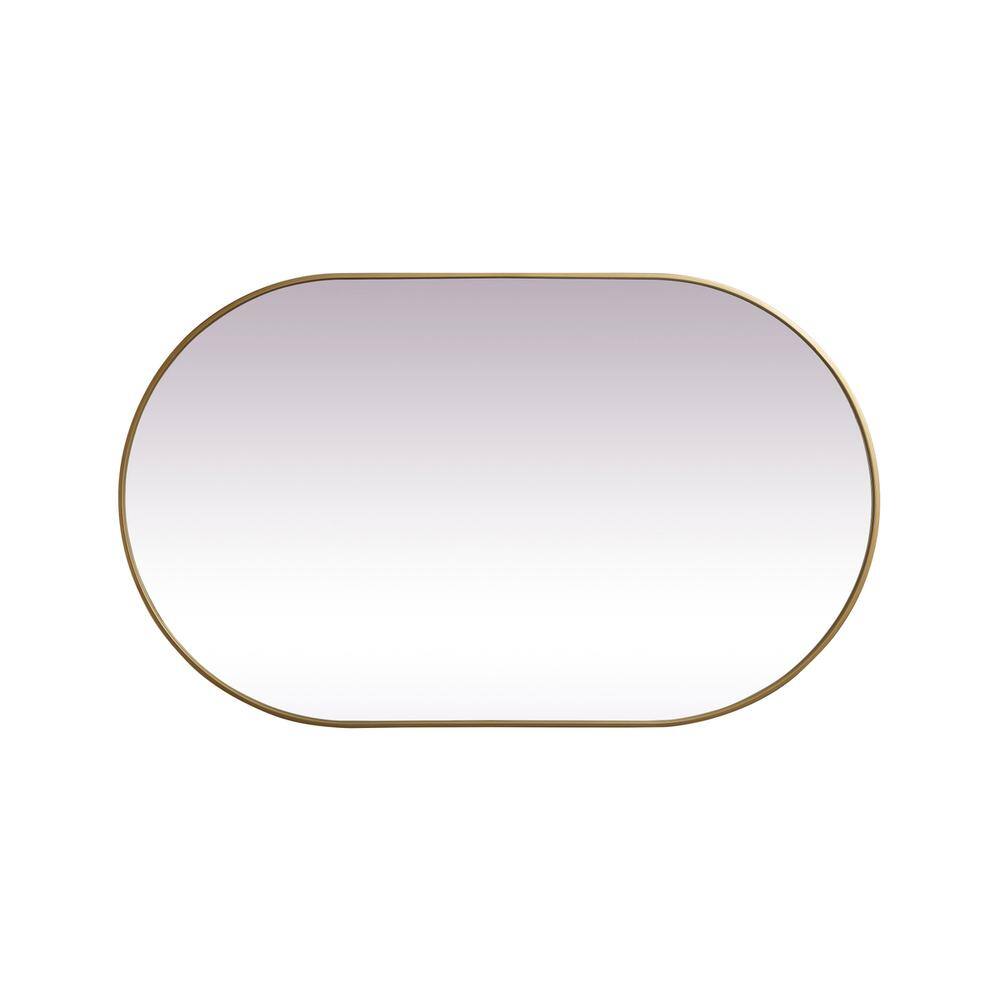 Back. Elegant Decor - Metal Frame Oval Mirror 36x60 Inch in Brass - Brass.