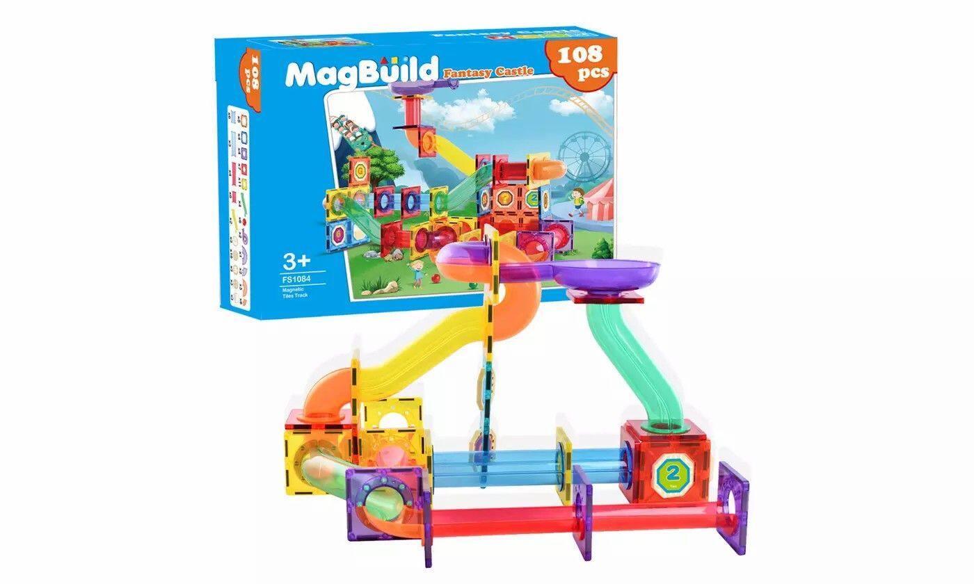 Link Kids Magnetic Building Blocks Tile Fantasy Castle Set 108 Pc ...